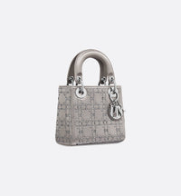 Dior Mini Lady Dior Gray Strass Cannage Satin