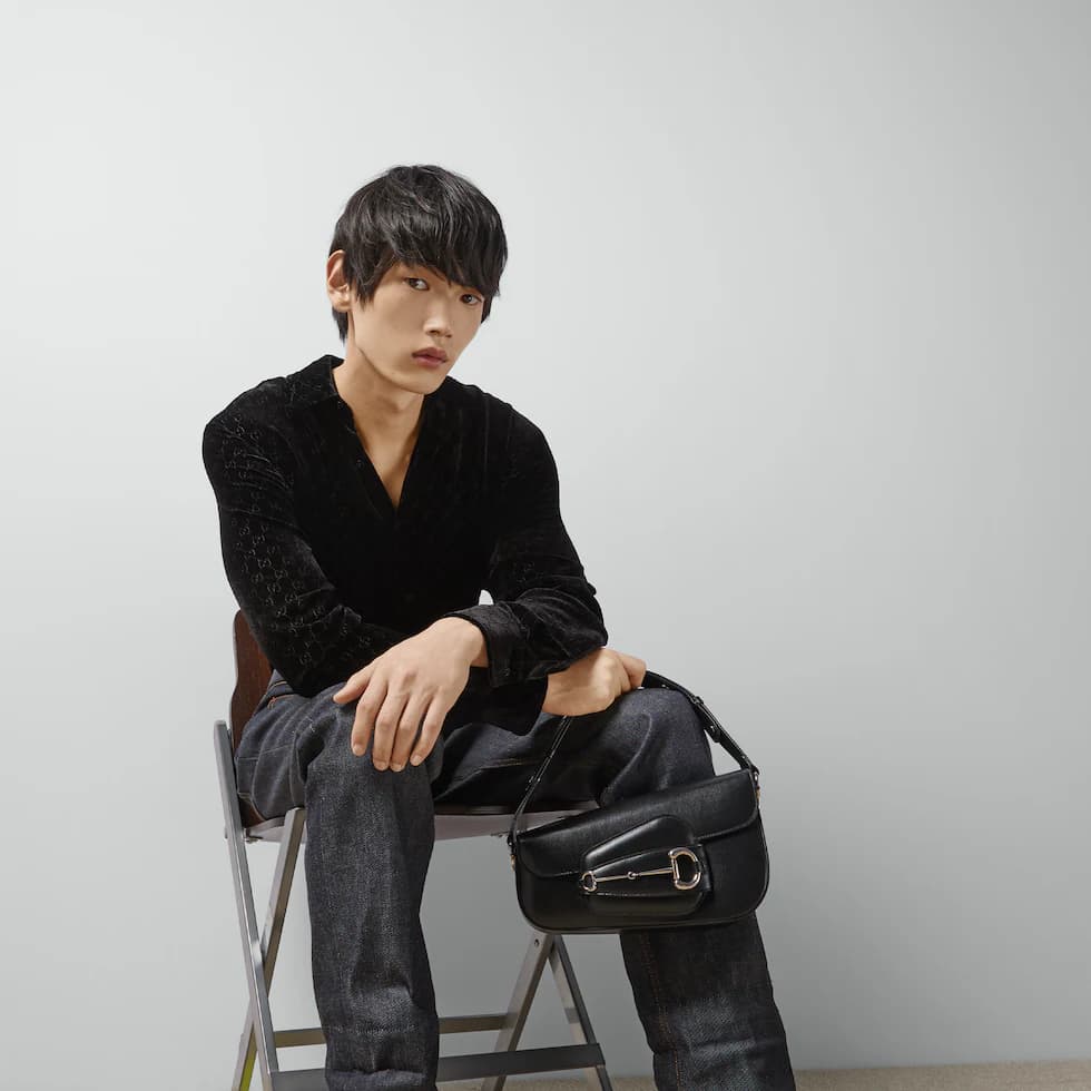 Gucci Horsebit 1955 Monogrammed Small Shoulder Bag