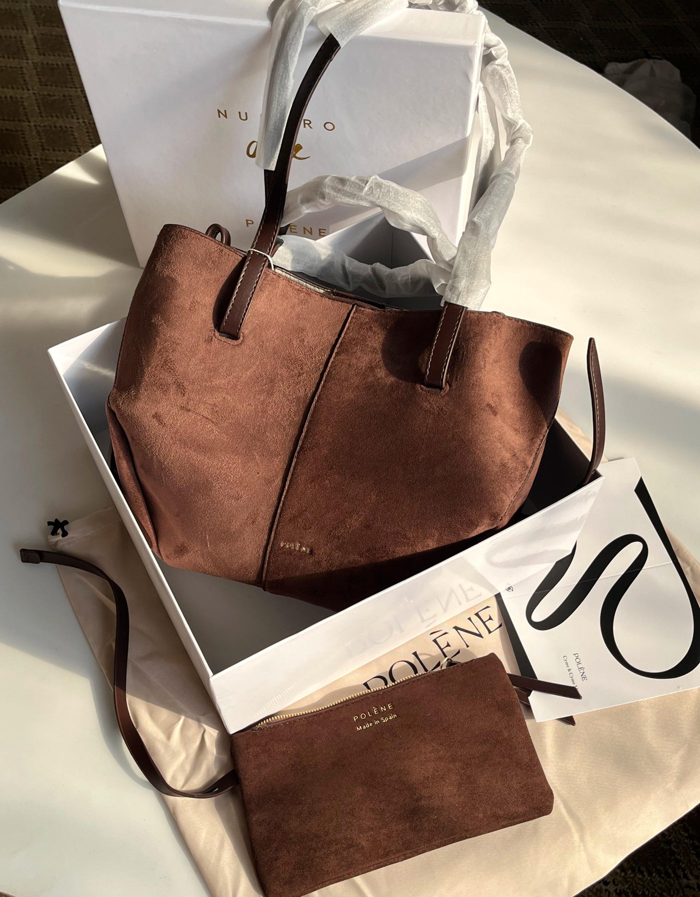 POLÈNE Cyme Handbag in Suede