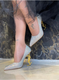 Saint Laurent – Opyum Glitter Pumps (Golden YSL Monogram Heel)