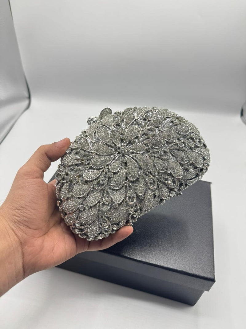 Flower Rhinestone Clutch Bag