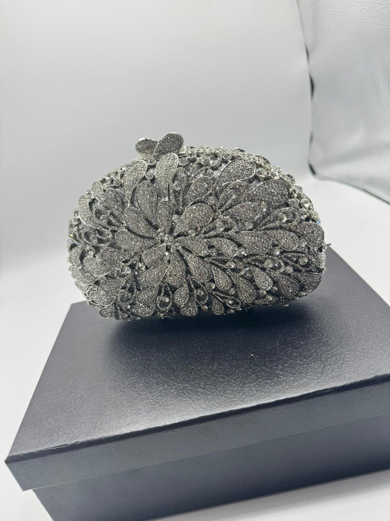 Flower Rhinestone Clutch Bag