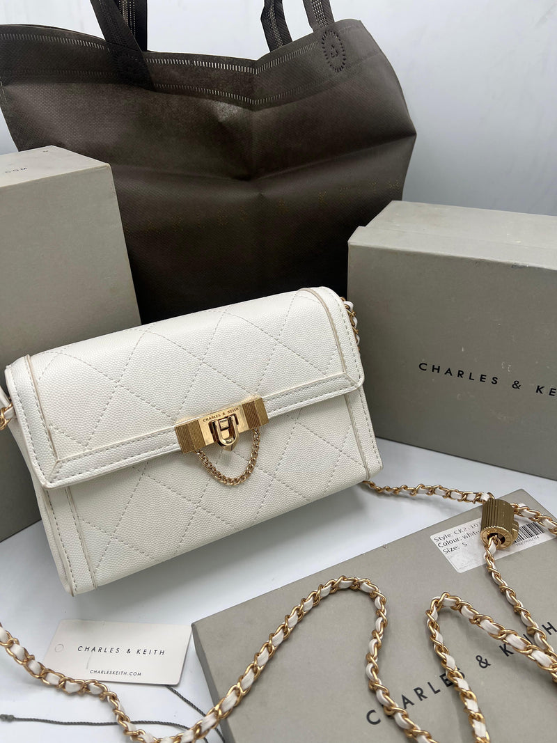Charles & Keith Tallulah Quilted Push-Lock Clutch