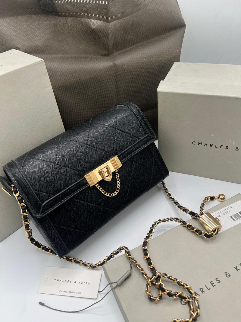 Charles & Keith Tallulah Quilted Push-Lock Clutch