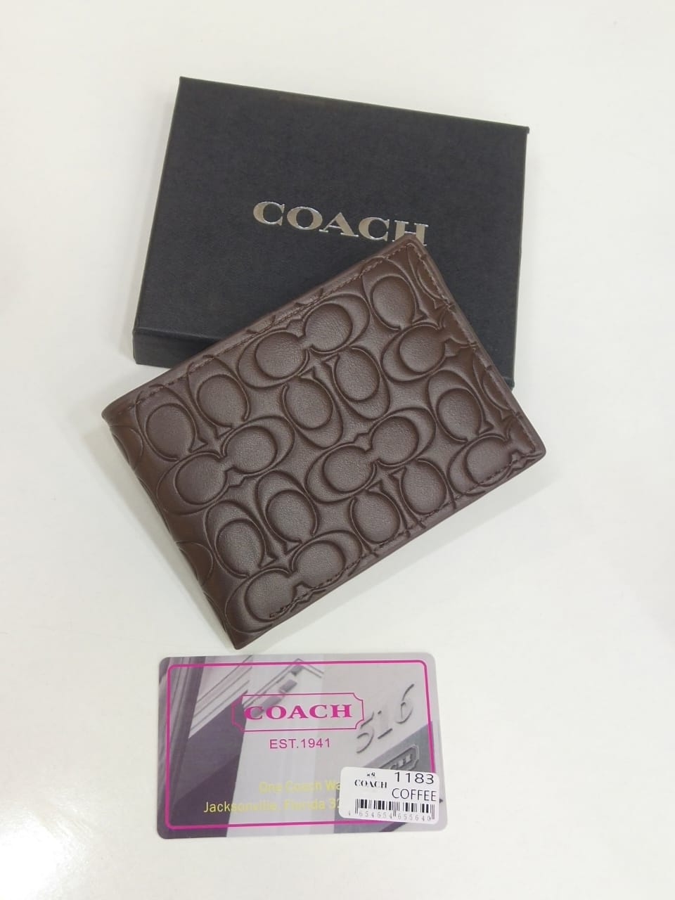 Coach – Compact ID Wallet (Brown Signature)