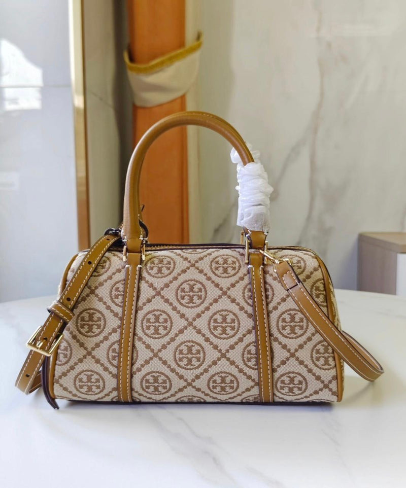 TORY BURCH T MONOGRAM PETITE BARREL BAG