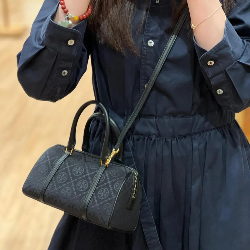 TORY BURCH T MONOGRAM PETITE BARREL BAG