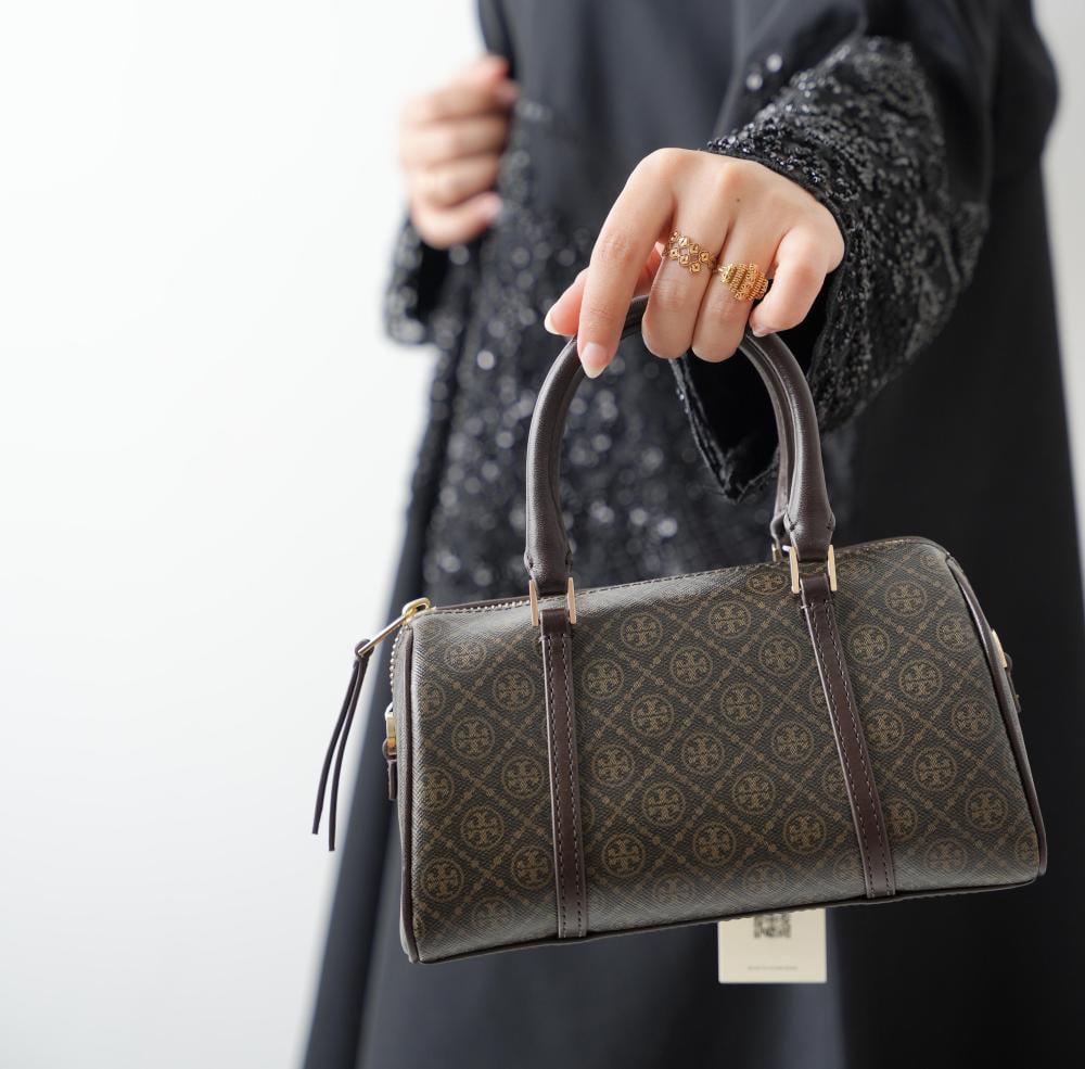 TORY BURCH T MONOGRAM PETITE BARREL BAG