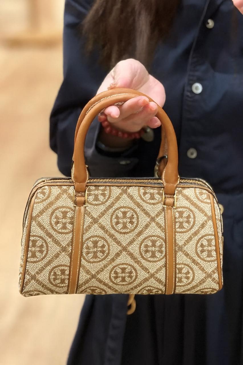 TORY BURCH T MONOGRAM PETITE BARREL BAG