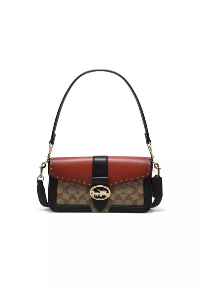 COACH Georgie Shoulder Bag In Colorblock Signature Canvas & Daisy Embroidery hover