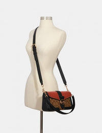 COACH Georgie Shoulder Bag In Colorblock Signature Canvas & Daisy Embroidery