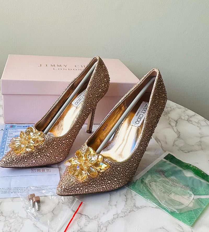 Jimmy Choo Alia crystal-covered pointy-toe pumps