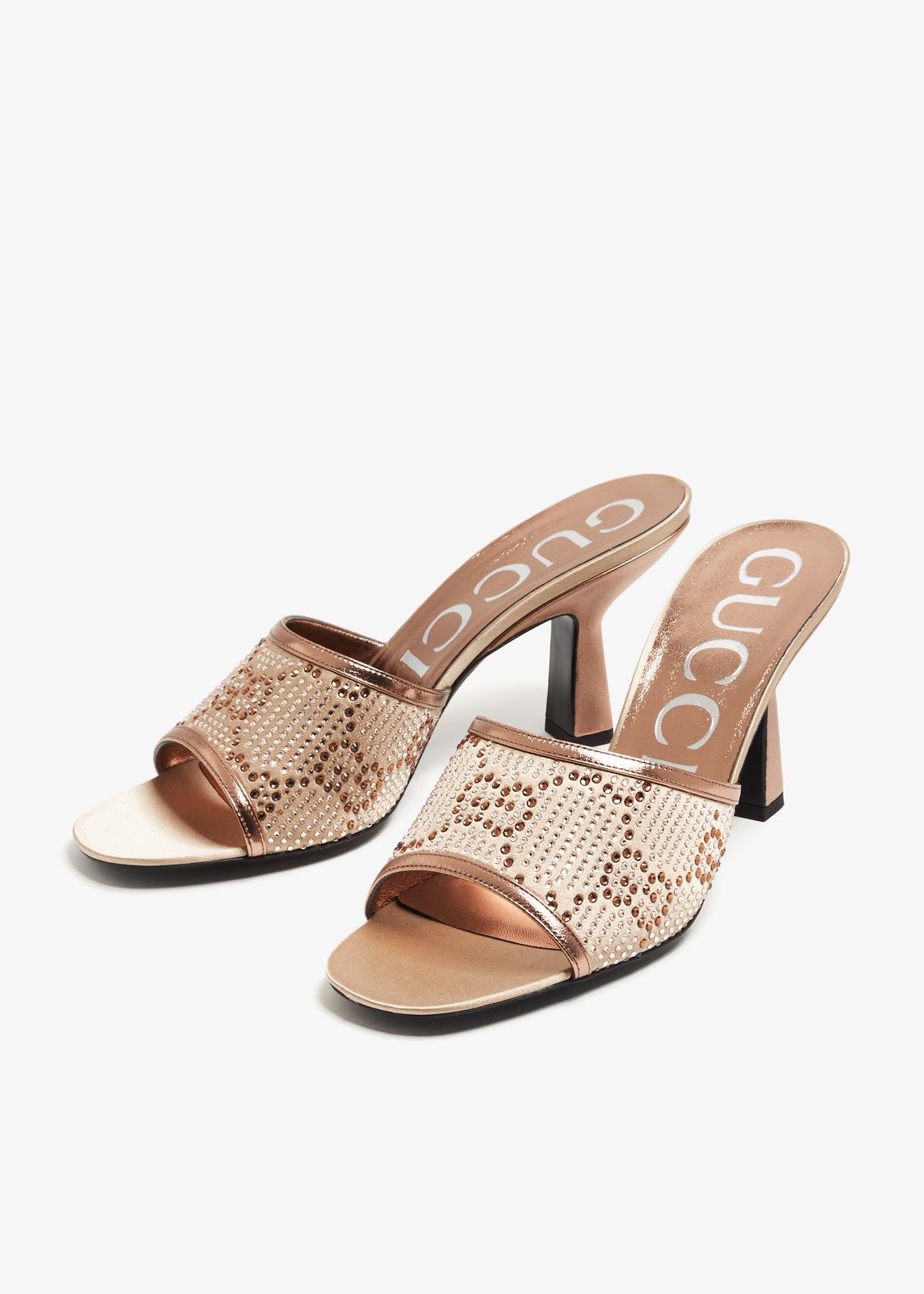 Gucci Women Gg Crystal Embellished Heeled Sandals