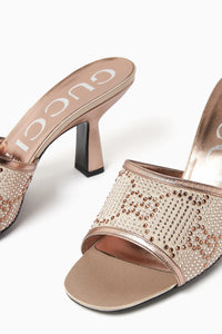 Gucci Women Gg Crystal Embellished Heeled Sandals