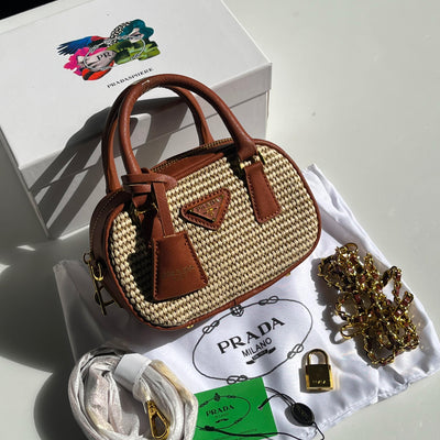 Prada Wicker Saffiano Bag hover