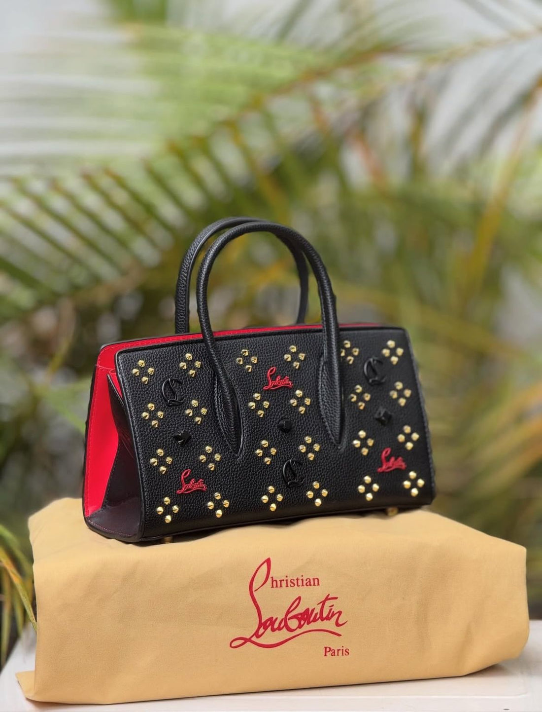 Christian Louboutin Paloma S baguette loubinthesky black leather bag