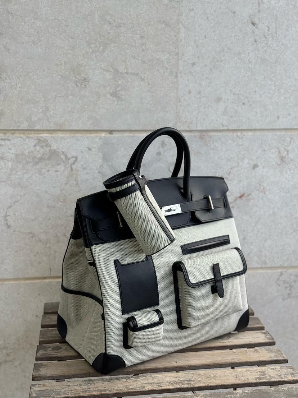 HERMES HAC Birkin 40 Cargo Noir Palladium Hardware