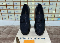 . Louis.Vuitton Black Shine Pattern Major Loafers