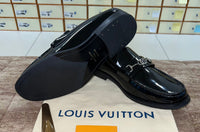 . Louis.Vuitton Silver Chain Black Major Loafers