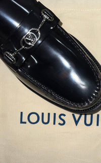 . Louis.Vuitton Silver Chain Black Major Loafers