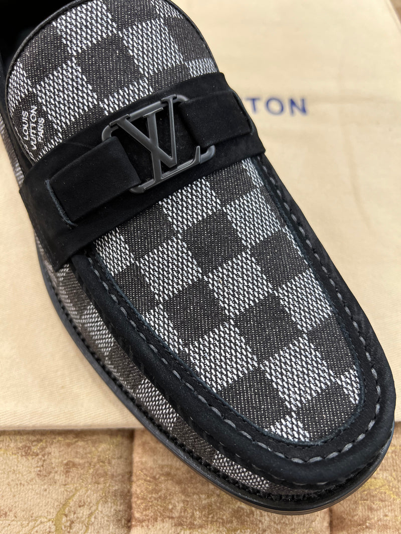 . Louis.Vuitton Black Check Major Loafers