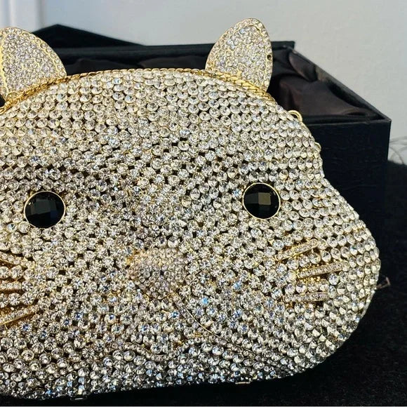 Rhinestone Cat Face Evening Bag