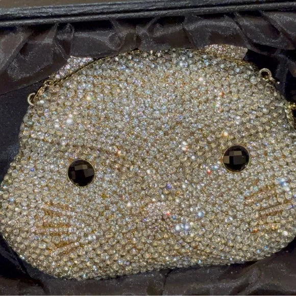 Rhinestone Cat Face Evening Bag
