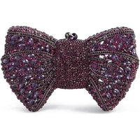 Purple Studded Crystal Work Metallic Frame Beautiful Deep Colour Handbags